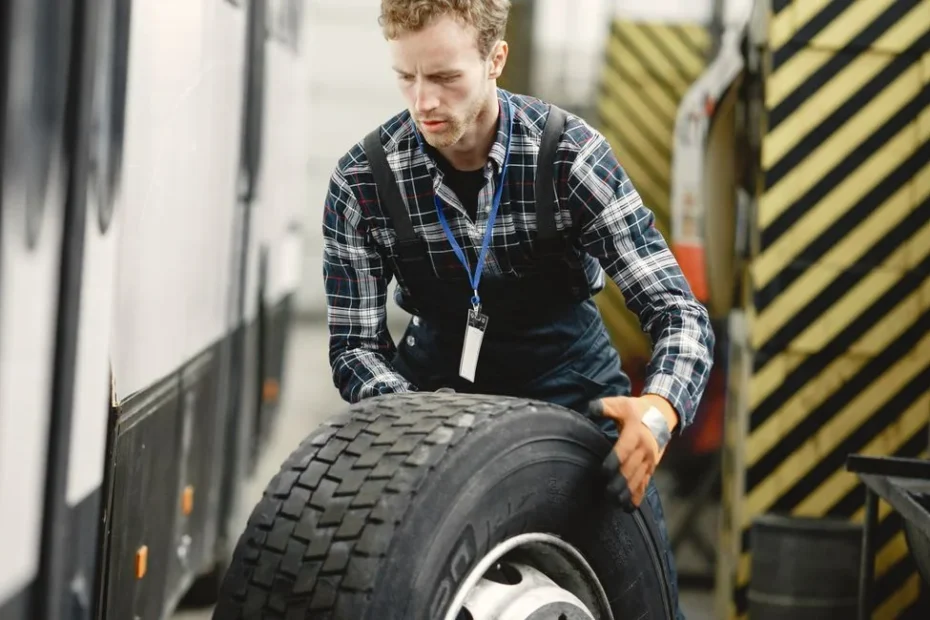 Mécanicien qui change des plaquettes de frein dans un atelier automobile