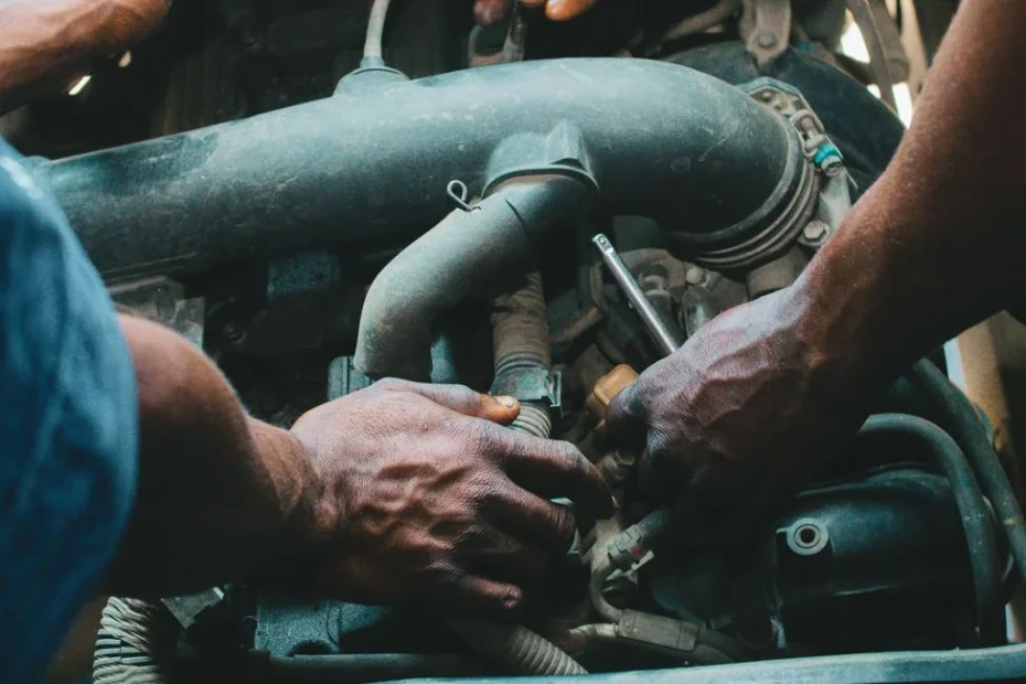 Carburateur démonté en gros plan sur moteur ancien voiture ou moto