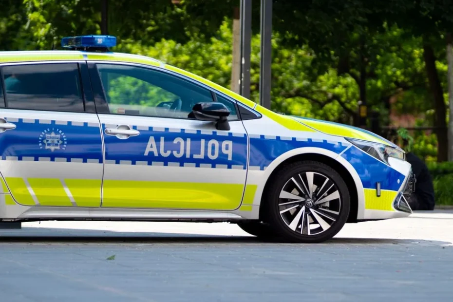 Voiture banalisée effectuant un contrôle radar sur route de campagne